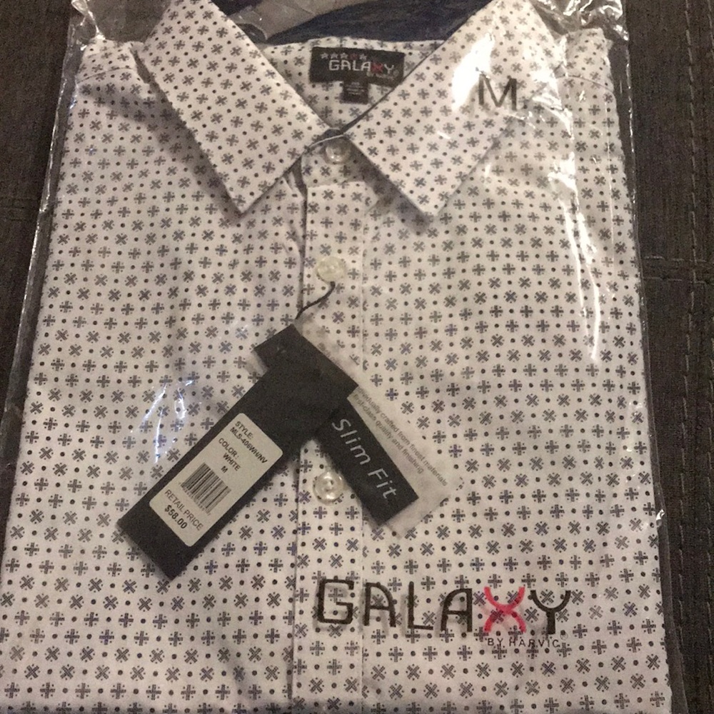 Galaxy navy and white long sleeve button down